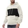 thumbnail image 1 of Mens Hooded Sweatshirt Color Blocked Long Sleeved Hooded Fleece Pullover Hoodie Top, 1 of 8
