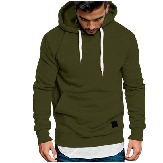 Mens Hooded Sweatshirts Iyufng,Hoodies for Men,Men's Hoodie Solid Color Long-sleeved Drawstring Tops,Mens Hoodies Pullover
