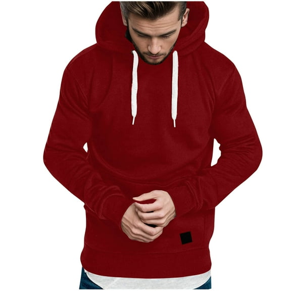 Mens Hooded Sweatshirts Iyufng,Hoodies for Men,Men's Hoodie Solid Color Long-sleeved Drawstring Tops,Mens Hoodies Pullover