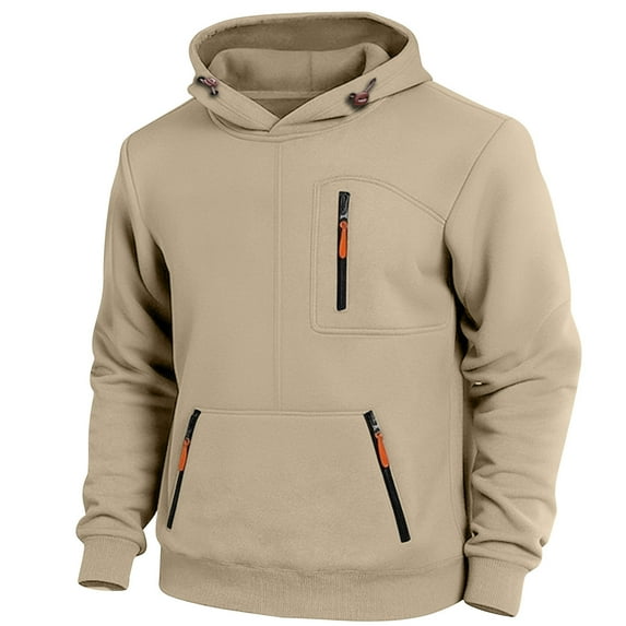 Mens Hooded Sweatshirts Pullover Solid Color Sweatshirt Hoodie Fashion Personality Casual Pocket Top Hooded Sweatshirt