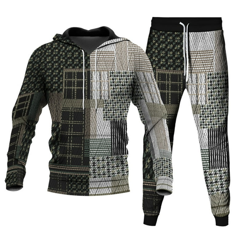 Pieces Sets Printed hotsell Tracksuit Men Hooded