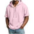 thumbnail image 1 of Mens Hooded T-Shirt with Drawstring, Short Sleeve Shirts for Men Summer Casual Loose Fit Solid Color Crewneck Tees Hoodies Big and Tall, 1 of 6
