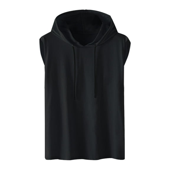 Mens Hooded Tank Tops Bodybuilding Muscle Cut Off T Shirt Sleeveless Workout Gym Athletic Running Fashion Hoodies Top
