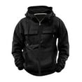 thumbnail image 1 of Mens Hooded Zippered Sweatshirt, Travel Lightweight Drawstring Long Sleeve Full Zip Jackets, Men’s Fashion Hoodies with Multi Pockets, 1 of 4