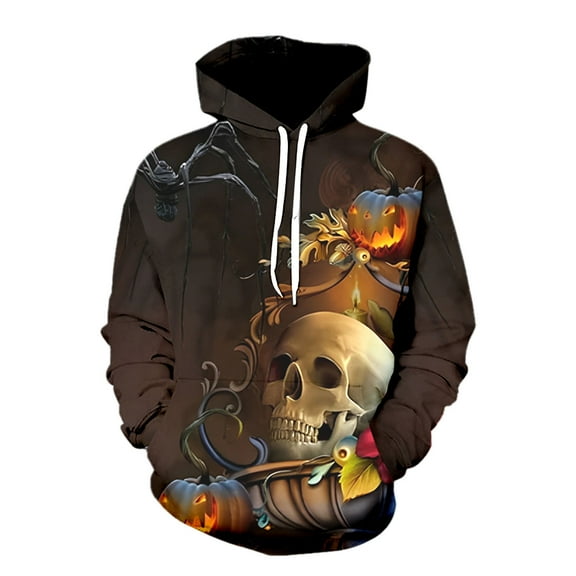 Mens Hoodie Big And Tall Sweatshirts for Men Zip up Sweatshirt Hoodie Unisex Sweatshirt French Mens Men's Halloween Hooded Brown L