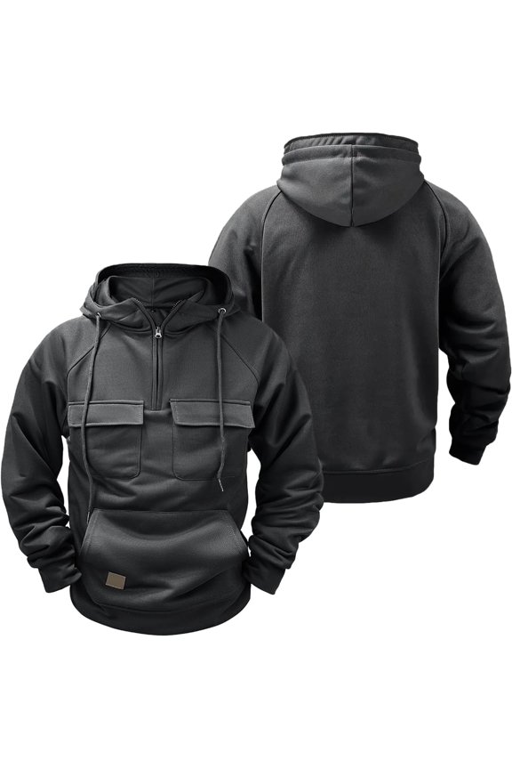 Mens Hoodie Casual Tops with Pocket Outwear Comfort Jackets Sportstyle Coat Plain Street Wear