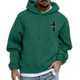 thumbnail image 1 of Mens Hoodie Fall Sweatshirt Cross Graphic Hooded Jesus Inspirational Religious Faith Zip Up Hoodie for Men,Army Green,M, 1 of 5