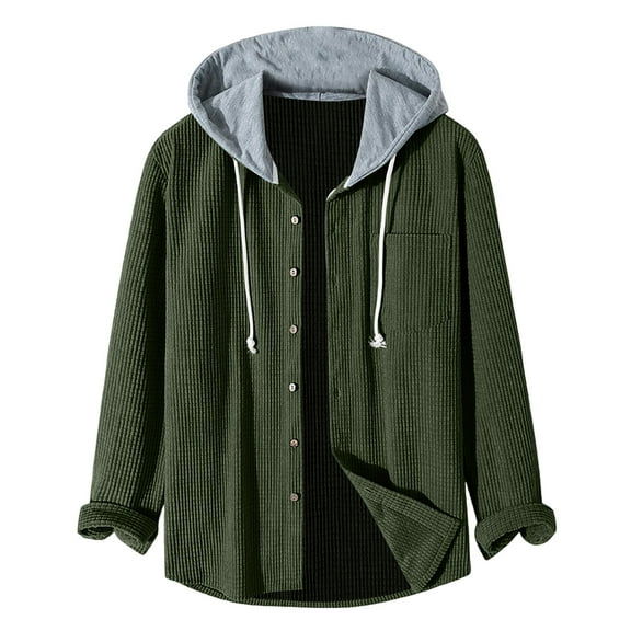 Mens Hoodie Fall Sweatshirt Thickened Solid Colour Textured Fashion Mens Clothing,Green,M