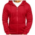 thumbnail image 1 of Mens Hoodie Fall Sweatshirt Zip Up Long Sleeve Fleece Hooded Lightweigt With Pockets Mens Workout Clothing,Red,2XL, 1 of 5