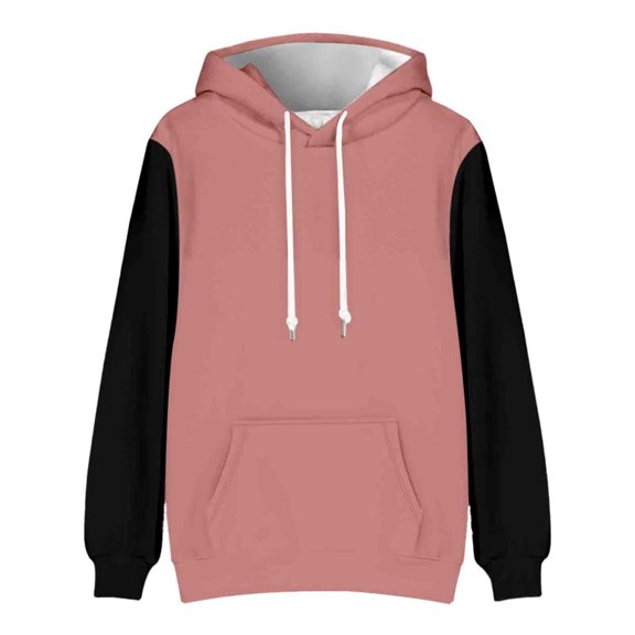 Mens Hoodie Fall Tops Color Blocked Long Sleeve Drawstring Hooded Mens Work Clothing,Pink,2XL