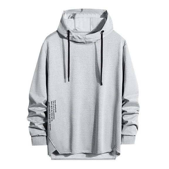 Mens Hoodie Fall Tops Hooded Long Sleeve Drawstring Knit Mens Clothing,Grey,2XL