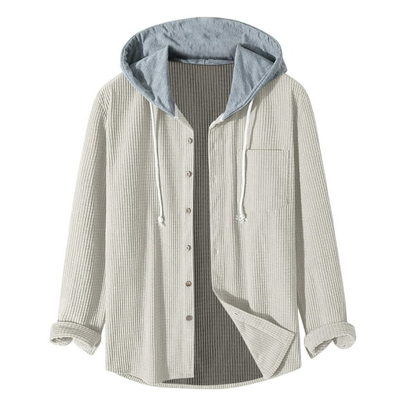 Mens Hoodie Fall Tops Thickened Solid Colour Textured Fashion Mens Casual Clothing,White,S