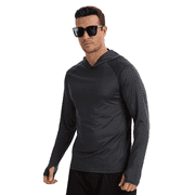 Pdbokew Men s UPF 50+ Fishing Hoodie UV Sun Protection Long Sleeve Hooded Shirts Black L