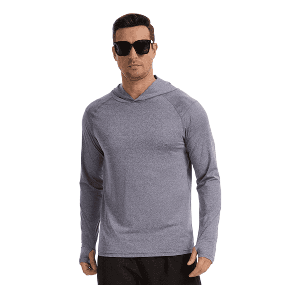 Pdbokew Men’s UPF 50+ Fishing Hoodie UV Sun Protection Long Sleeve Hooded Shirts Carbon Grey M