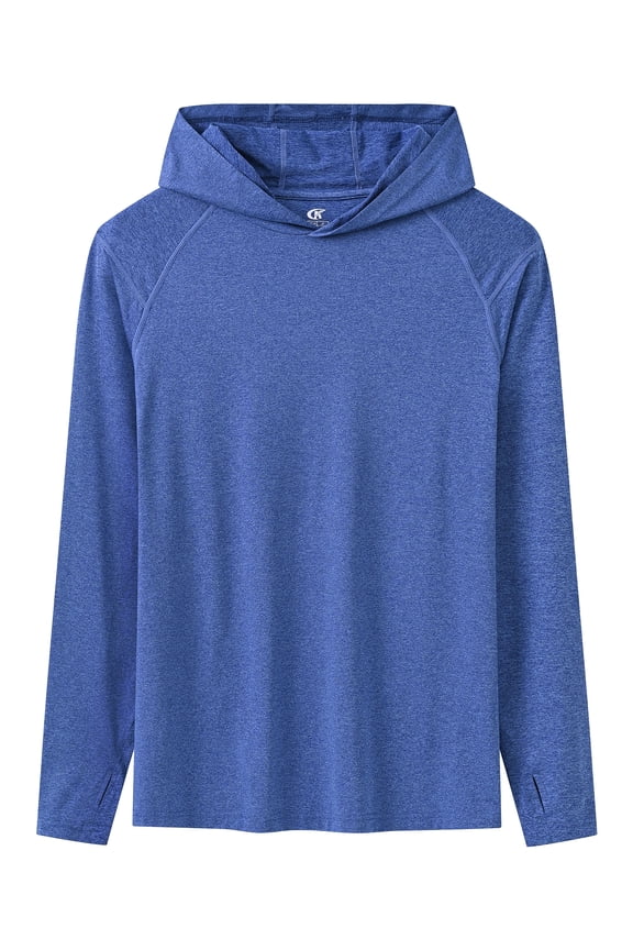 UPF 50+ Men’s UV Sun Protection Long Sleeve Performance Fishing Hoodie Hooded Shirts Dark Blue L