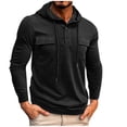 thumbnail image 1 of Mens Hoodie Long Sleeve Athletic Top Solid Color Button Pullover Chest Pockets Muscle Regualr Workout Gym Hooded Shirt Soft Lightweight Running Sport Streetwear Fashion Hoodys Shirts, 1 of 4