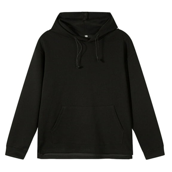Mens Hoodie Long Sleeve Casual Pullover Hooded Loose Fit Solid Color Sweatshirt Fashion Collar Drawstring Hoodies with Pocket