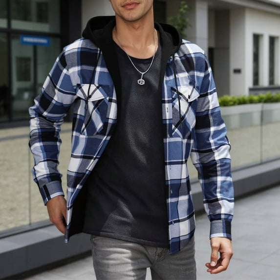 Mens Hoodie Long Sleeve Casual Pullover Hooded Sweatshirt Fashion Drawstring Hoodies with Pocket,Light Blue2 M