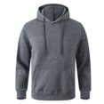 thumbnail image 1 of Mens Hoodie Long Sleeve Drawstring Solid Loose Fit Hooded Sweatshirt Trendy Fall Winter Soft Comfy Casual Pullover Top with Pocket Dark Gray XS, 1 of 4