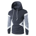 thumbnail image 1 of Mens Hoodie Multicolor Panel Sweatshirt Fleece Long Sleeve Sports Tops,Men's Stitching Sports Hooded Sweatshirts Top, 1 of 3