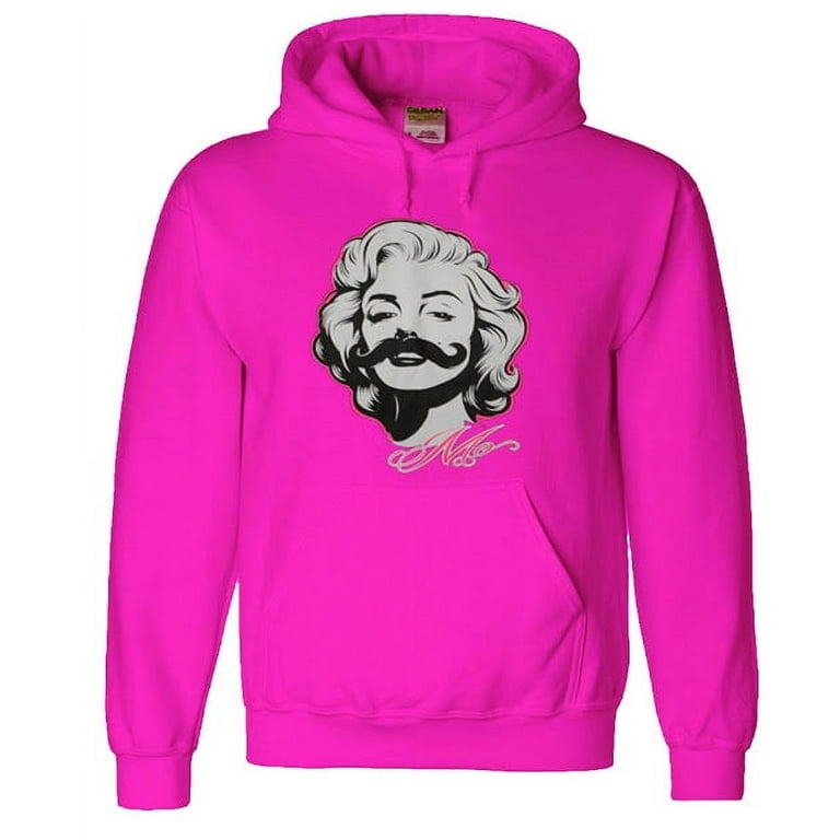 Mens Hoodie Pink Mustache Marilyn Monroe Sweatshirt