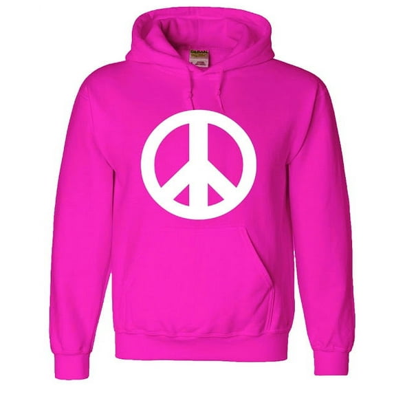 Mens Hoodie Pink Peace Sign Sweatshirt