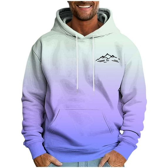 Mens Hoodie Pullover Color Block Sweatshirts Gradient Long Sleeve Fleece Hoody Pullover Drawstring Casual Tops with Pockets for Training Thin Lightweight Fall Street Outwear