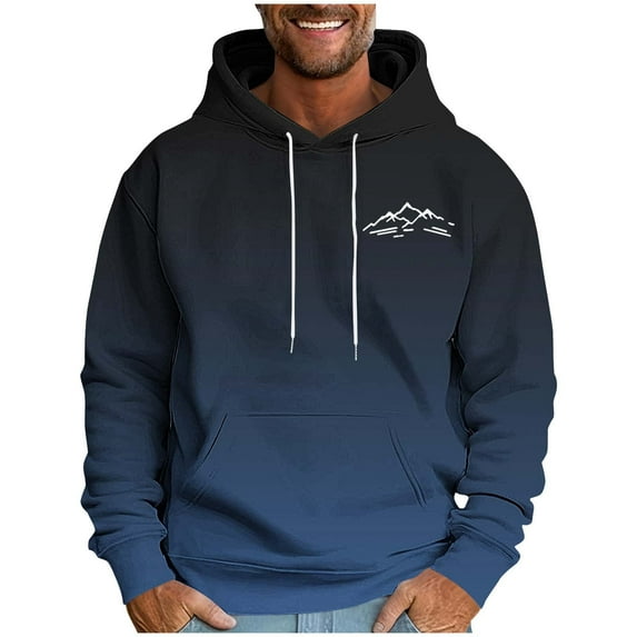 Mens Hoodie Pullover Color Block Sweatshirts Gradient Long Sleeve Fleece Hoody Pullover Drawstring Casual Tops with Pockets for Training Thin Lightweight Fall Street Outwear