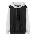 thumbnail image 1 of Mens Hoodie Pullover Color Blocked Long Sleeve Drawstring Hooded Mens Warm Clothing,White,L, 1 of 2
