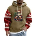 thumbnail image 1 of Mens Hoodie Pullover Fashion Relaxed Christmas Printed Long Sleeve Mens Work Clothing,Coffee,S, 1 of 5