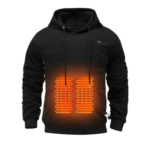 Mens Hoodie Pullover Heating Hooded Does Not Include Battery Mens Autumn And Winter Clothes,Black,3XL