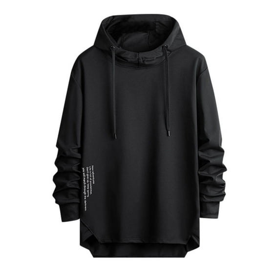 Mens Hoodie Pullover Hooded Long Sleeve Drawstring Knit Mens Autumn And Winter Clothes,Black,M