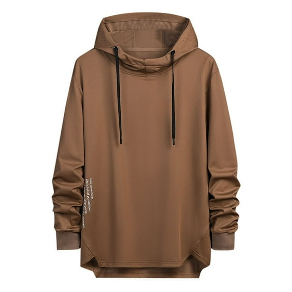 Mens Hoodie Pullover Hooded Long Sleeve Drawstring Knit Mens Casual Clothing,Khaki,XL