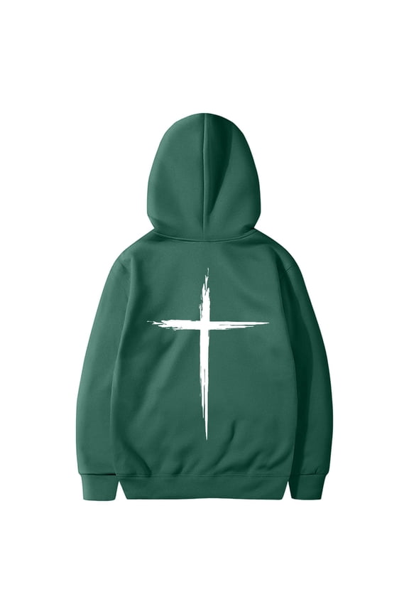 Mens Hoodie Pullover Jesus Inspirational Religious Faith Cross Graphic Hooded Mens Workout Clothing,Green,S