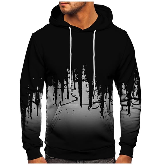 Mens Hoodie Pullover Long Sleeve Casual Fashion Sweatshirts Drawstring Sports Hooded Shirt with Pocket