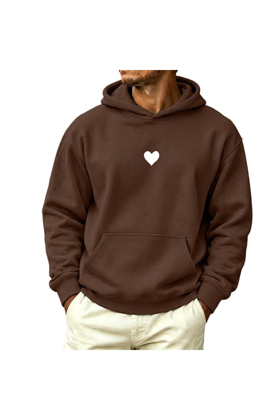 Mens Hoodie Pullover Long Sleeve Printed with Pocket Fall Tops Casual Streetwear Sweatshirt Dad Gifts