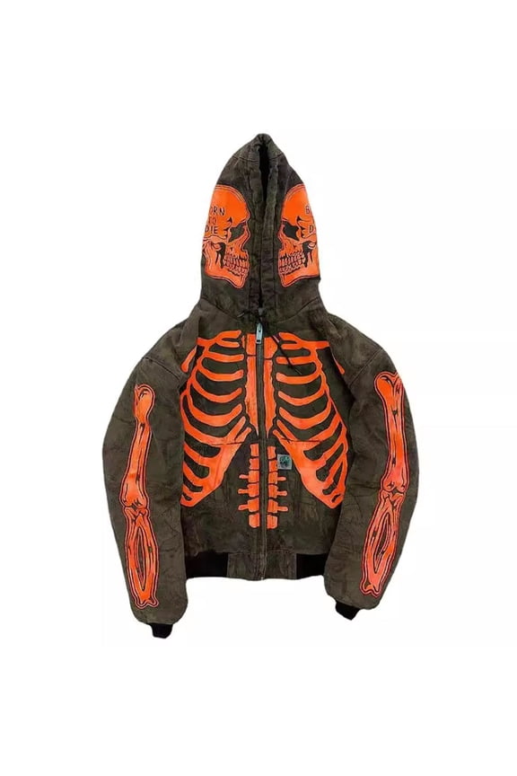Mens Hoodie Pullover Skeleton Pattern Full Zip Thin Hooded Cardigan Mens Workout Clothing,Green,XL