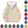 thumbnail image 1 of Mens Hoodie Quarter Zip Pullover With Drawstrings Waffle Hoodie Pullover Hoodie Plaid Solid Color Sweatshirts Mens Winter Hoodie, 1 of 6