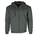 thumbnail image 1 of Mens Hoodie Sherpa Lined Polyester Fleece Full Zip Long Sleeve Hooded Sweatshirt, Charcoal, S, 1 of 5