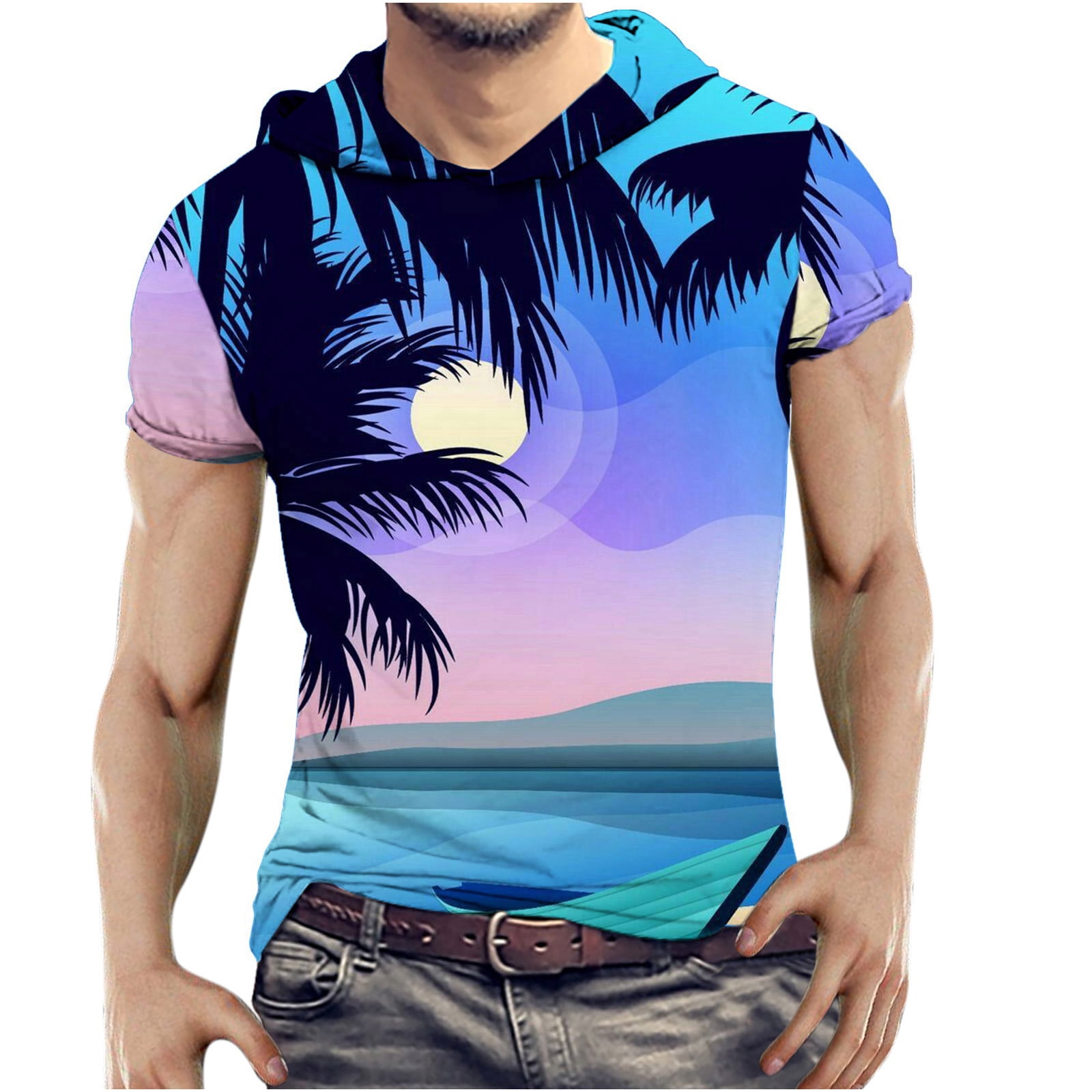 Hawaiian Sets for Men Hoodies Shirt Casual Printing T-Shirt Mans