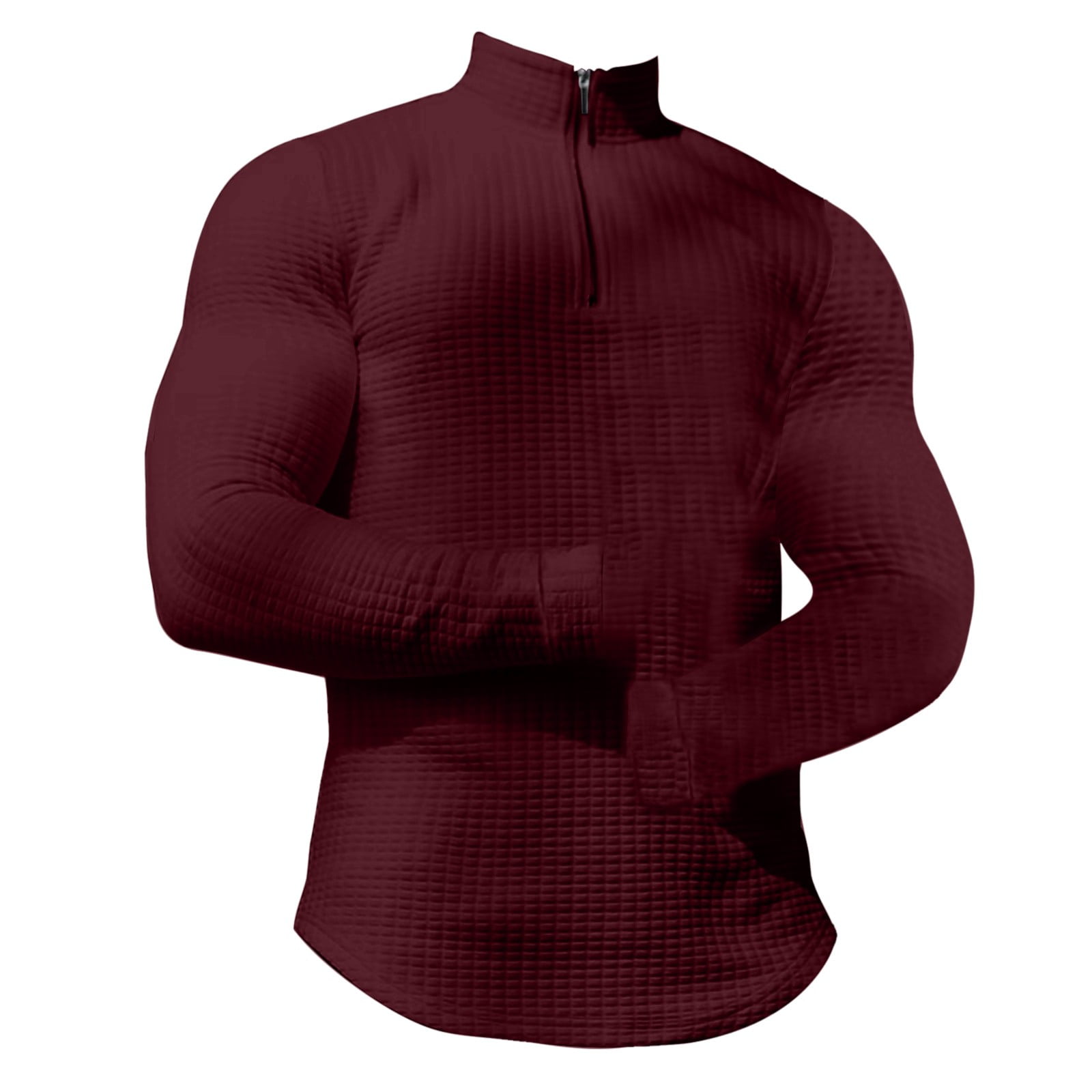 Mens Hoodie Soft Plush Fleece Crewneck Sweatshirt Top With Henley