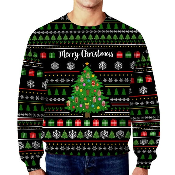 Mens Hoodie Sweatshirt Christmas Funny Secret Casual Hoodless Sweater Oversized Sweatshirt for Men,Black,XL