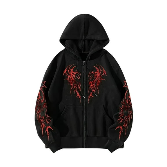 Mens Hoodie Sweatshirt Spring Printed Zipper Hooded Long Sleeved Style Mens Warm Clothing,Black4,M