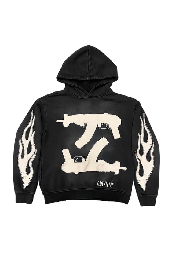 Mens Hoodie Sweatshirt Streetwear Hop Graphic Flame Print Hooded Long Sleeve Mens Workout Clothing,Black,L