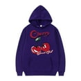 thumbnail image 1 of Mens Hoodie Tops Cherry Pattern Long Sleeve Drawstring Mens Athletic Tops,Purple,XL, 1 of 3