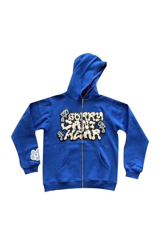 Mens Hoodie Tops Zip Up Street Letter Print Jacket Spring Slim Fit Outdoor Athletic Mens Work Clothing,Blue,2XL