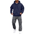 thumbnail image 1 of Mens Hoodie Tracksuit 2 Piece Sweatsuit Long Sleeve Hooded Sweatshirt and Drawstring Waist Sweatpants Jogging Matching Sets with Pockets Navy 2XL, 1 of 8