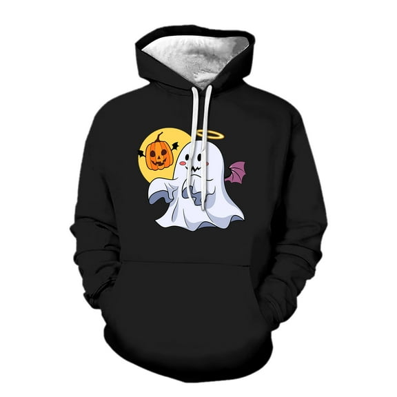 Mens Hoodie Winter Zip up Hoodie Men Mens Medium Sweatshirt Lightweight Pullover Hooded Sweatshirt Warm Men's Halloween Hooded Black M