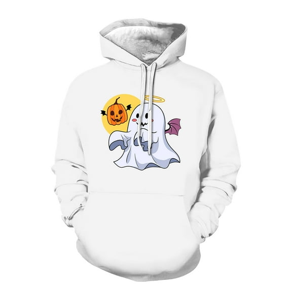 Mens Hoodie Winter Zip up Hoodie Men Mens Medium Sweatshirt Lightweight Pullover Hooded Sweatshirt Warm Men's Halloween Hooded White 3XL