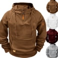 thumbnail image 1 of Mens Hoodies 1/4 Zip up Lightweight Raglan Long Sleeve Hooded Sweatshirts with 3 Pockets Workout Hiking Drawstring Solid Casual Pullover, 1 of 5